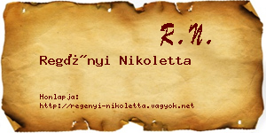 Regényi Nikoletta névjegykártya