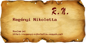 Regényi Nikoletta névjegykártya